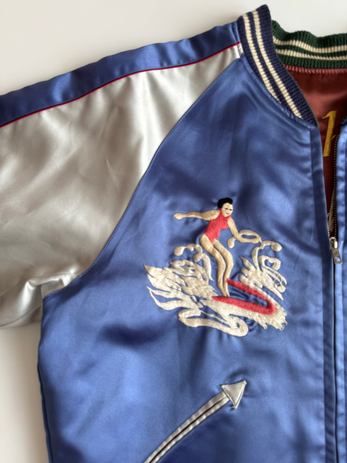 Vintage Tailor Toyo Enterprise Reversible Hawaii Sukajan Jacket Dragon Hawaii Hula Girl Aloha Embroidered Japanese Souvenir Bomber Size M
