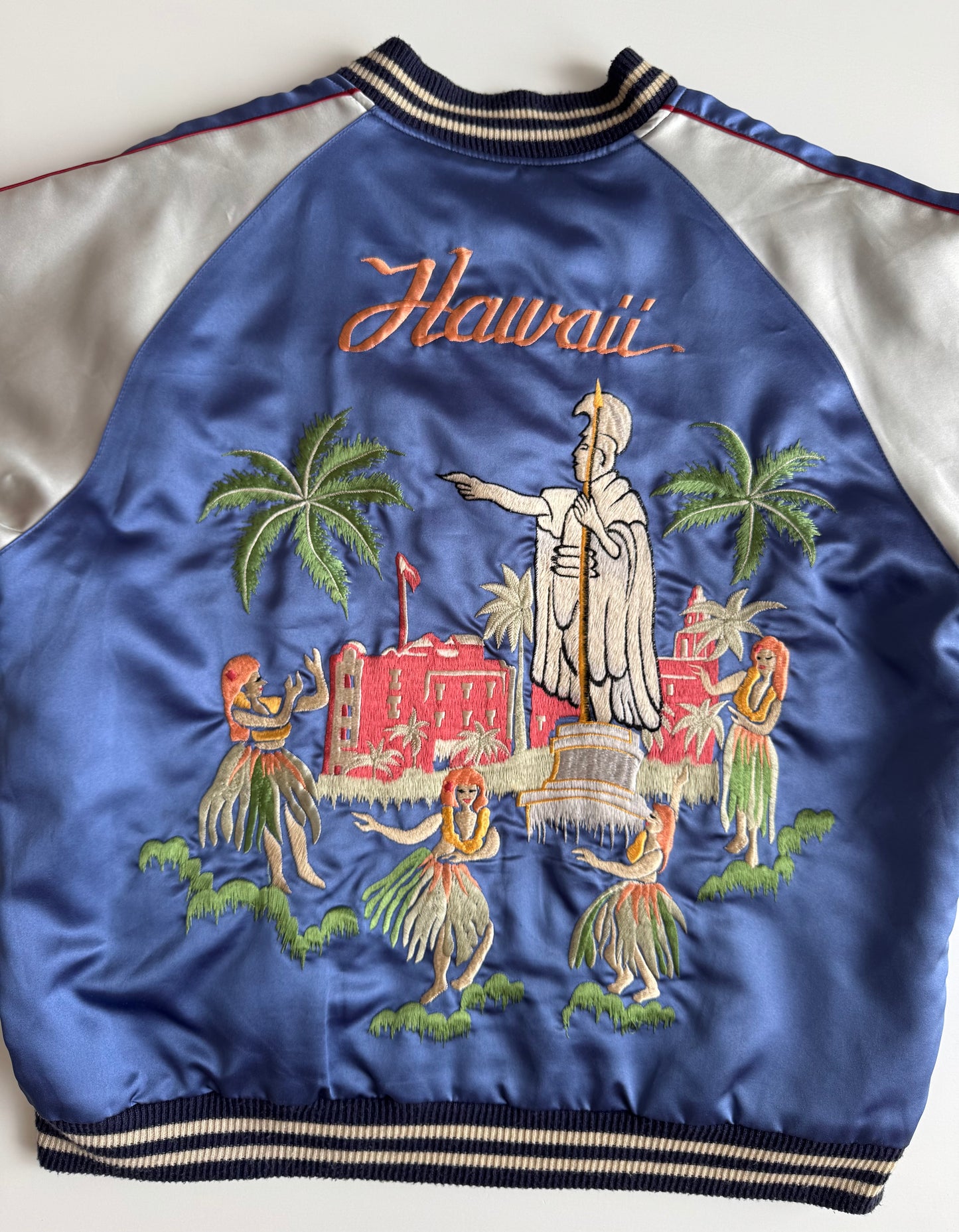 Vintage Tailor Toyo Enterprise Reversible Hawaii Sukajan Jacket Dragon Hawaii Hula Girl Aloha Embroidered Japanese Souvenir Bomber Size M