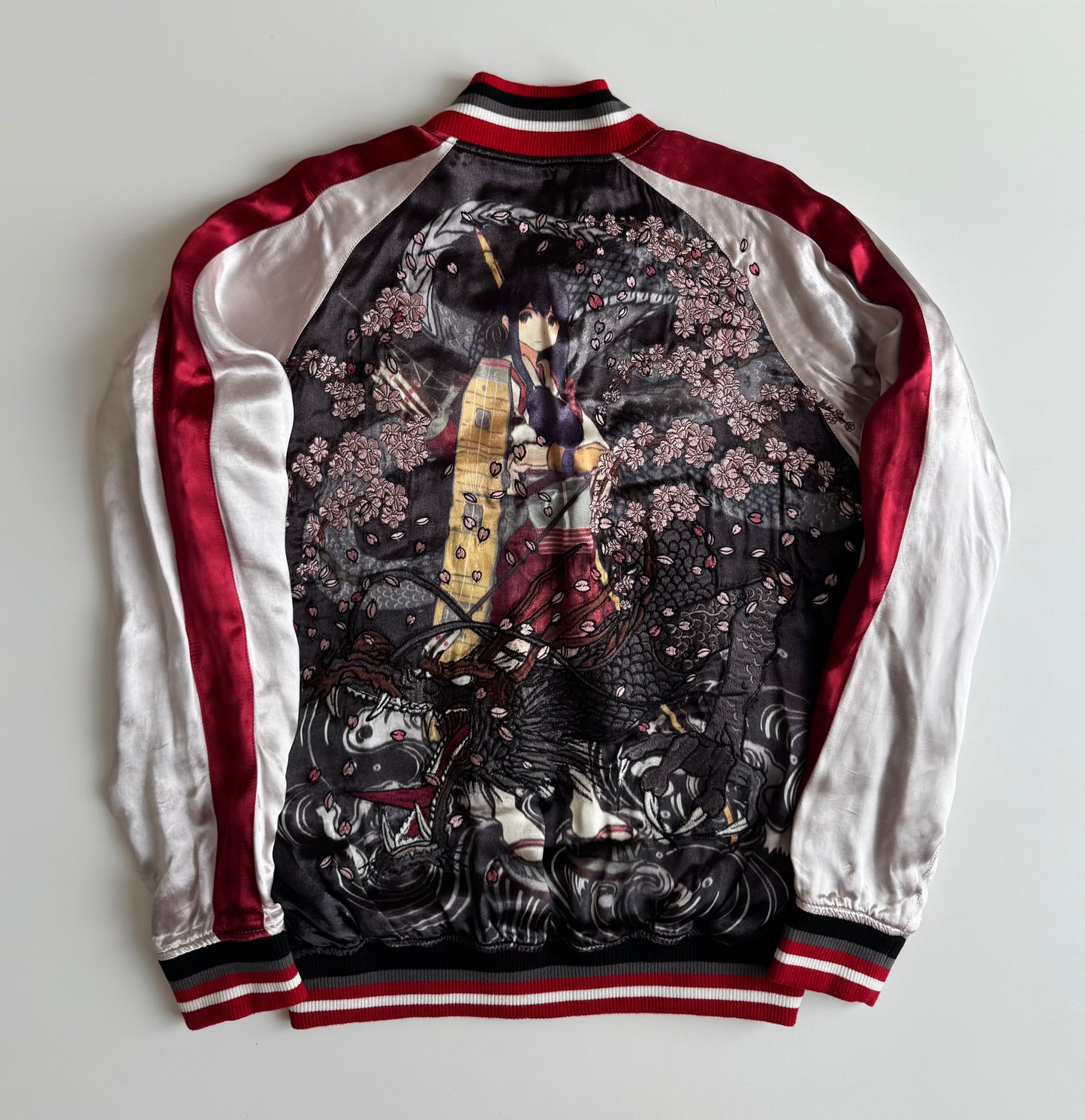 2015 Kantai Collection Akagi Sukajan Jacket Large Reversible Anime Dragon Sakura Embroidered KanColle Bomber Deadstock