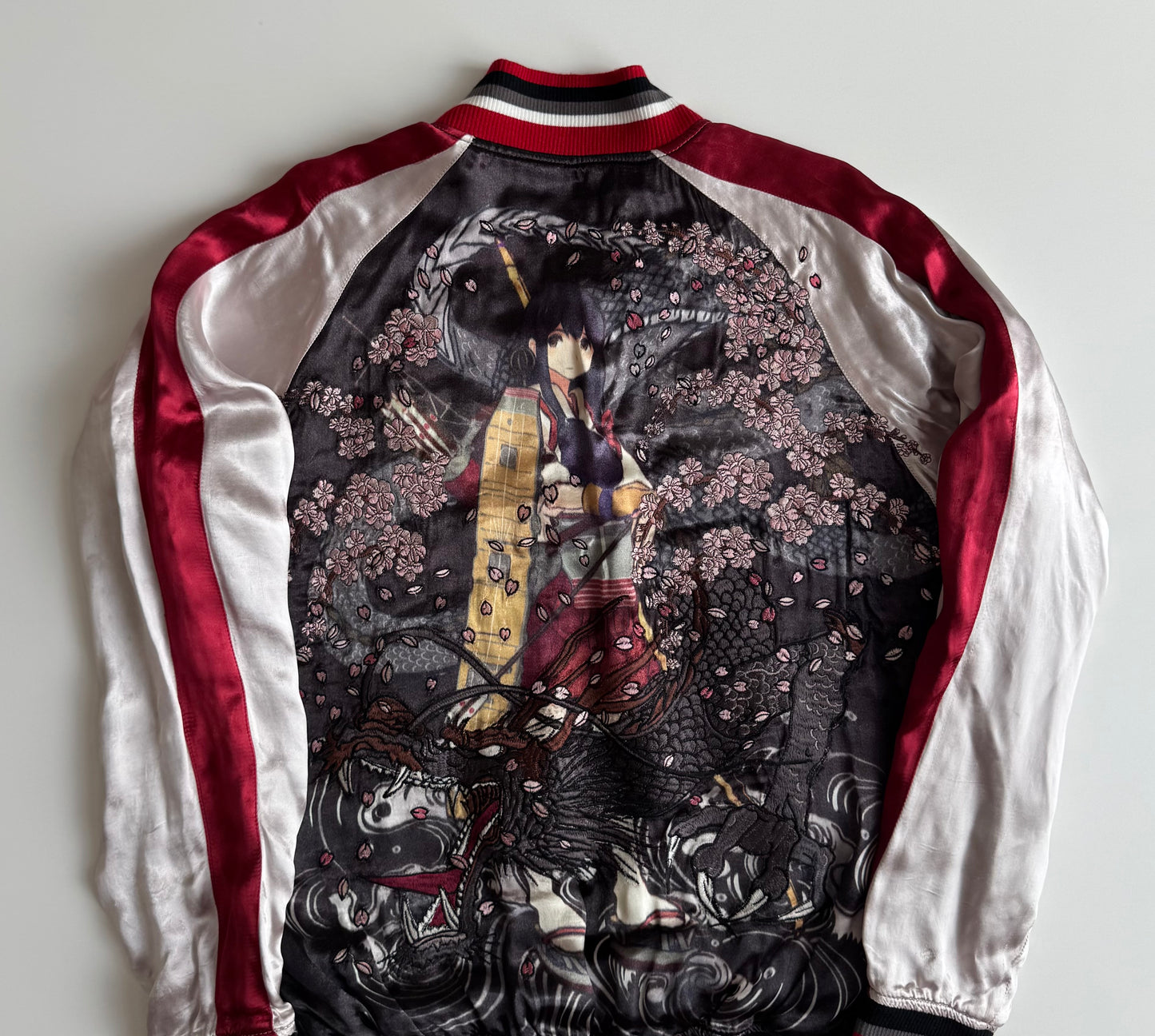 2015 Kantai Collection Akagi Sukajan Jacket Large Reversible Anime Dragon Sakura Embroidered KanColle Bomber Deadstock