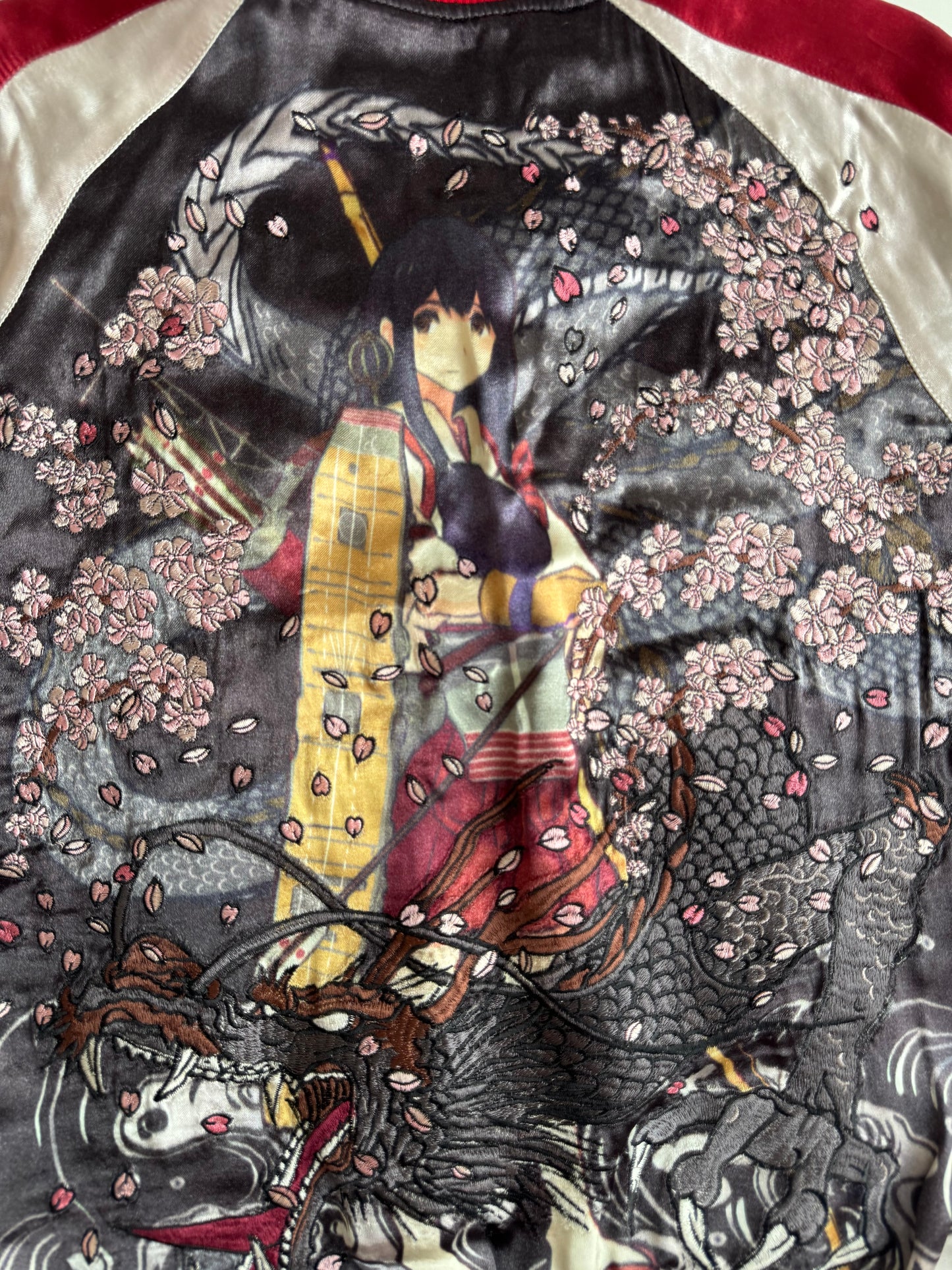 2015 Kantai Collection Akagi Sukajan Jacket Large Reversible Anime Dragon Sakura Embroidered KanColle Bomber Deadstock