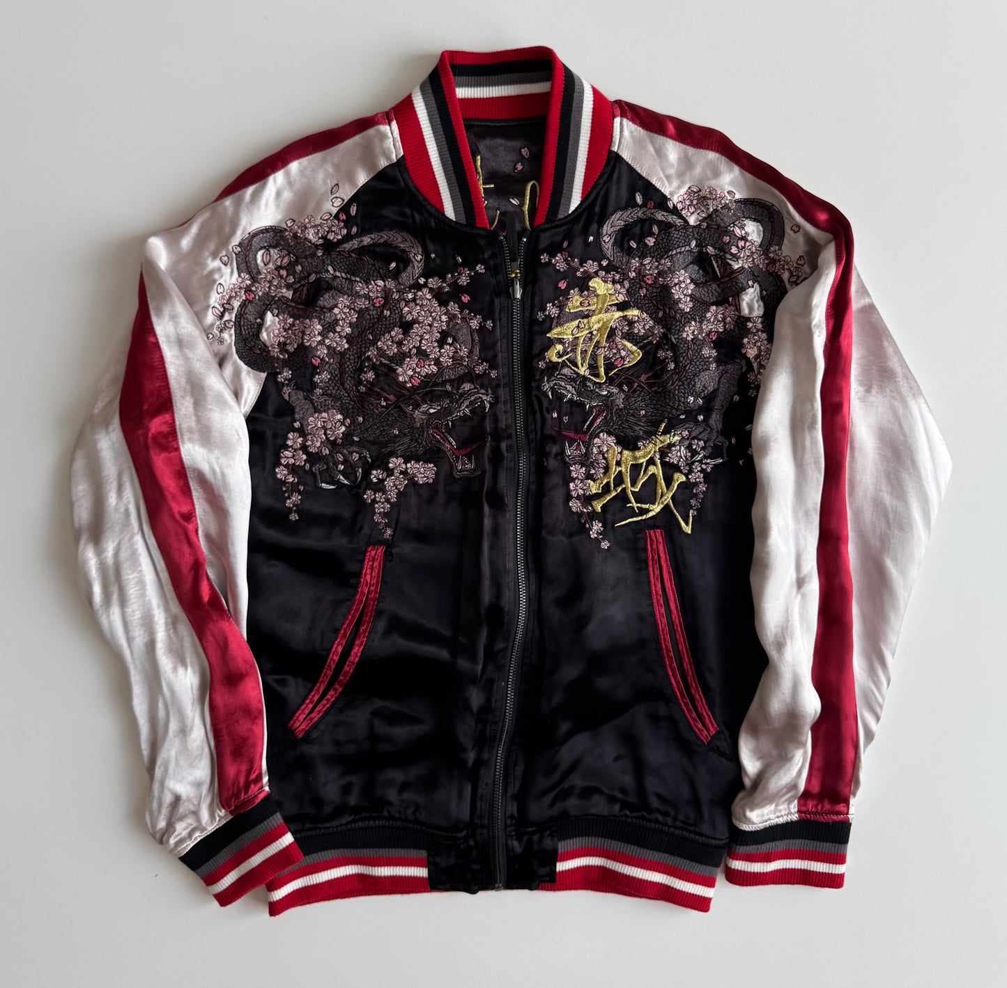 2015 Kantai Collection Akagi Sukajan Jacket Large Reversible Anime Dragon Sakura Embroidered KanColle Bomber Deadstock