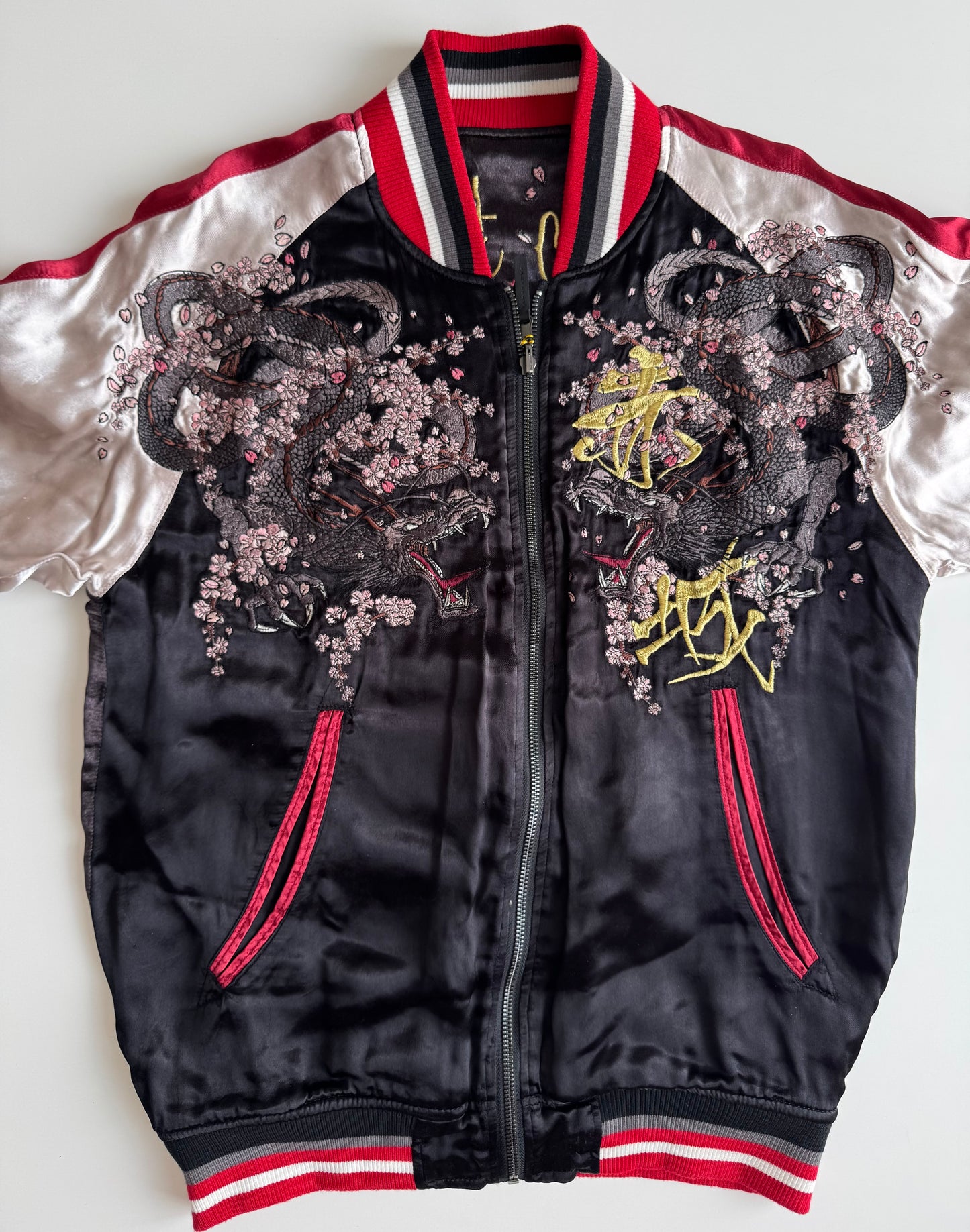 2015 Kantai Collection Akagi Sukajan Jacket Large Reversible Anime Dragon Sakura Embroidered KanColle Bomber Deadstock