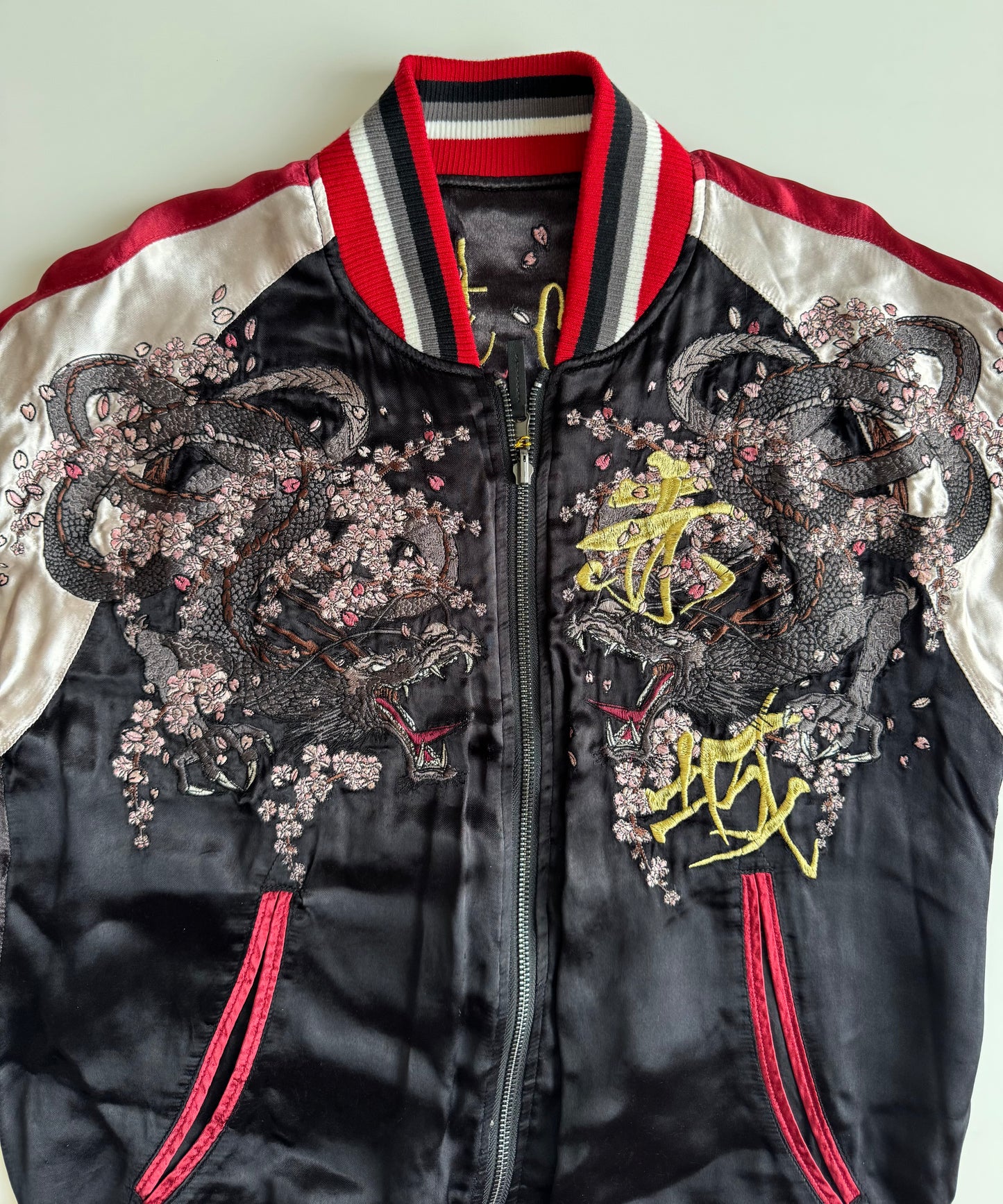 2015 Kantai Collection Akagi Sukajan Jacket Large Reversible Anime Dragon Sakura Embroidered KanColle Bomber Deadstock