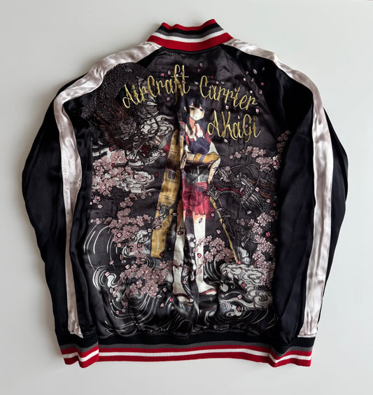 2015 Kantai Collection Akagi Sukajan Jacket Large Reversible Anime Dragon Sakura Embroidered KanColle Bomber Deadstock