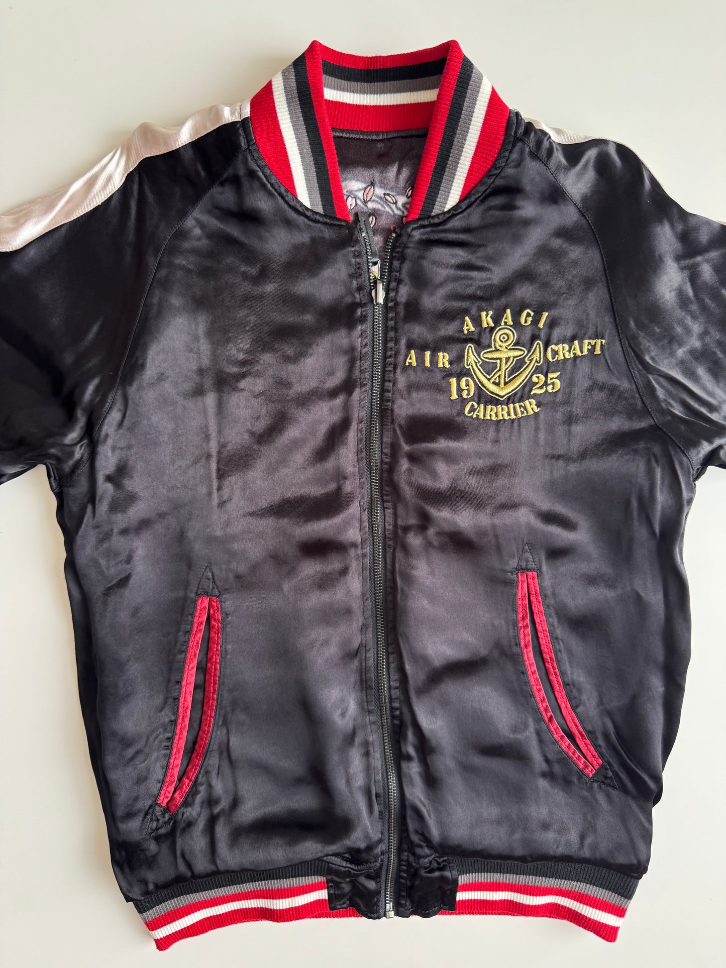 2015 Kantai Collection Akagi Sukajan Jacket Large Reversible Anime Dragon Sakura Embroidered KanColle Bomber Deadstock