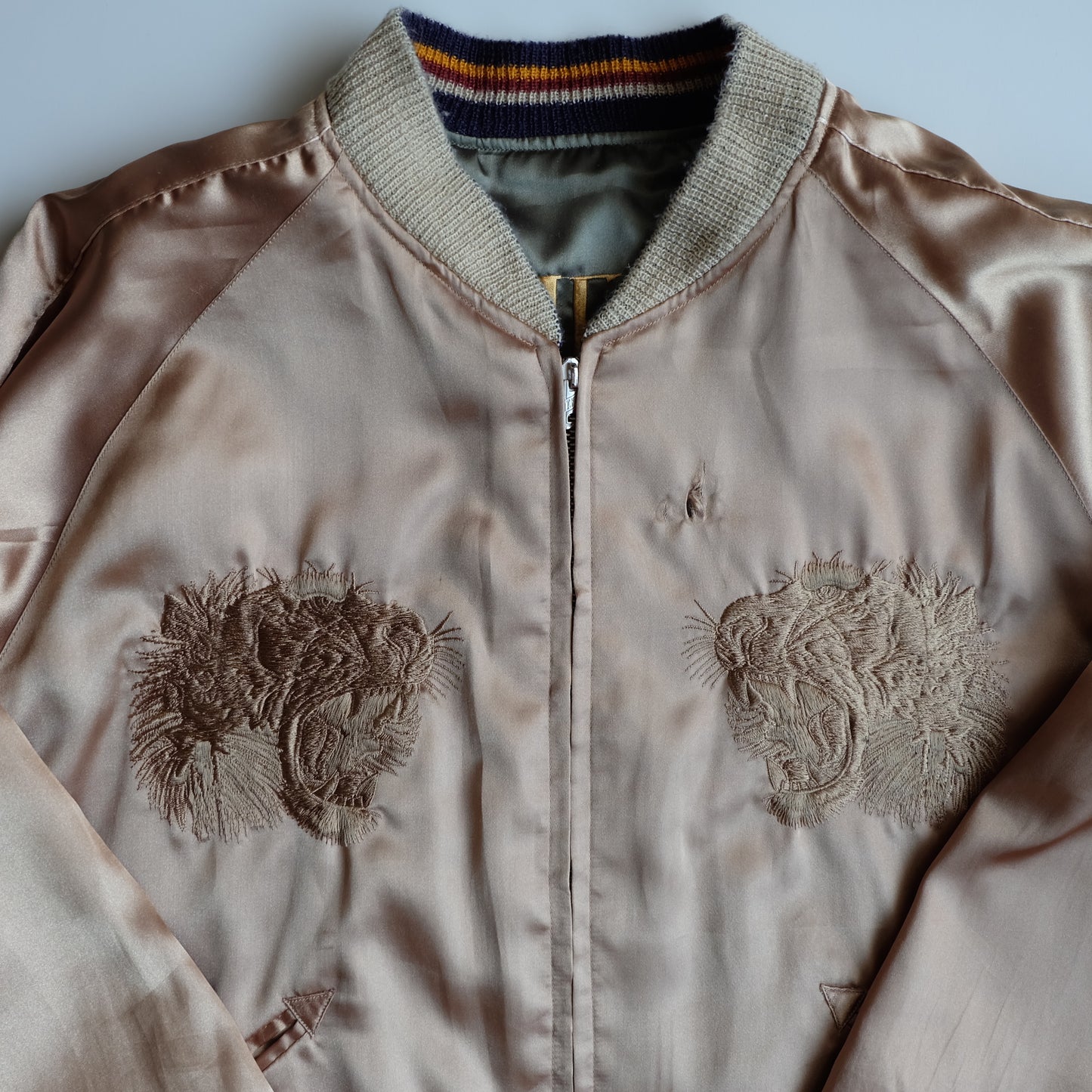 Rare Tailor Toyo TT11510 WHEELS Hot Rod Skull Women Gold Tiger Reversible Sukajan Japanese Souvenir Jacket