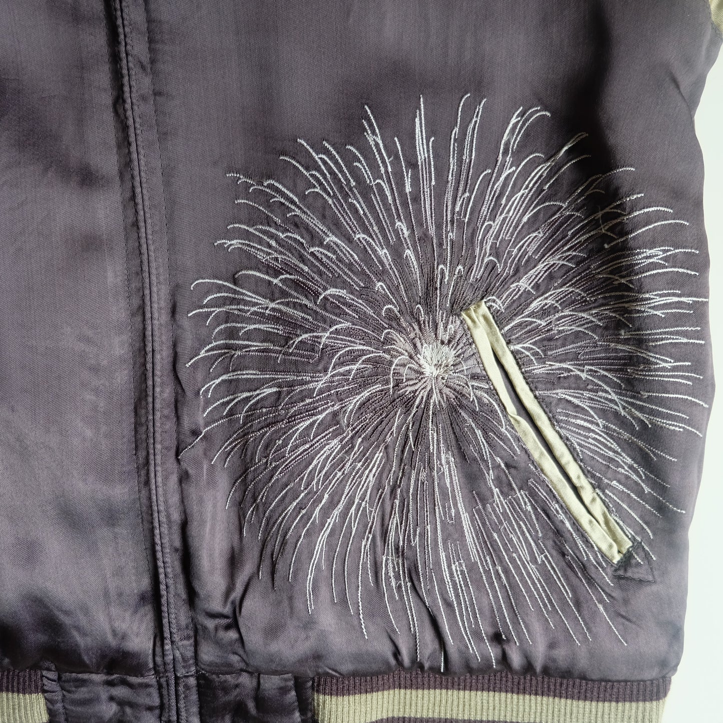 Vintage Japanese Reversible Sukajan Jacket Hanabi Fireworks Maiko Geisha Embroidered Souvenir Bomber M-L