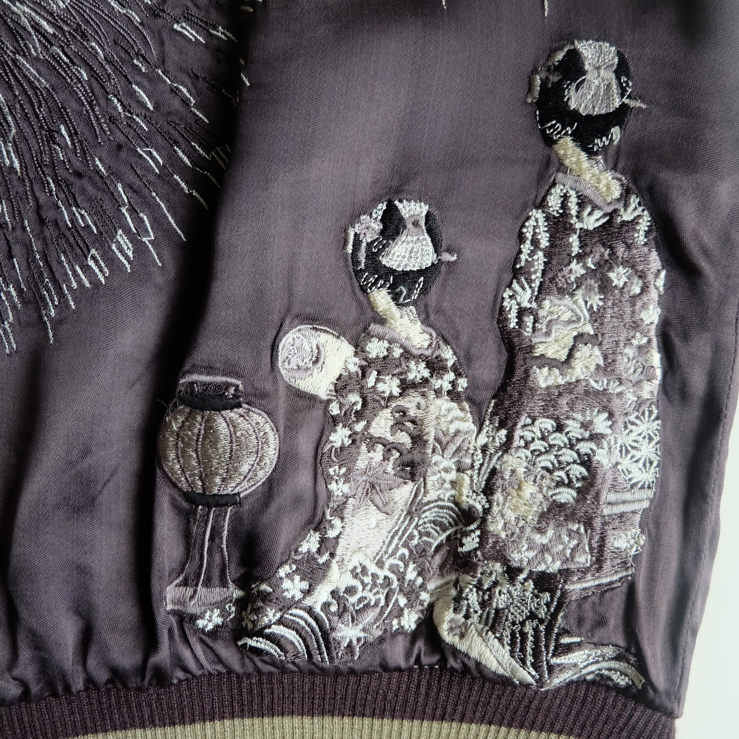 Vintage Japanese Reversible Sukajan Jacket Hanabi Fireworks Maiko Geisha Embroidered Souvenir Bomber M-L
