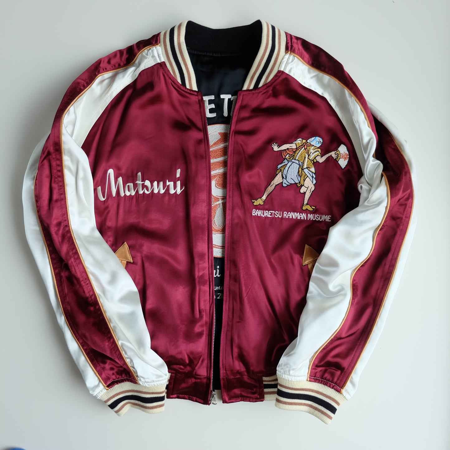 Rare Vintage Tedman Ted Company BRM Bakuretsu Ranman Musume Reversible Sukajan M-L Mikoshi Festival Vehicle of God Japanese Satin Bomber Jacket