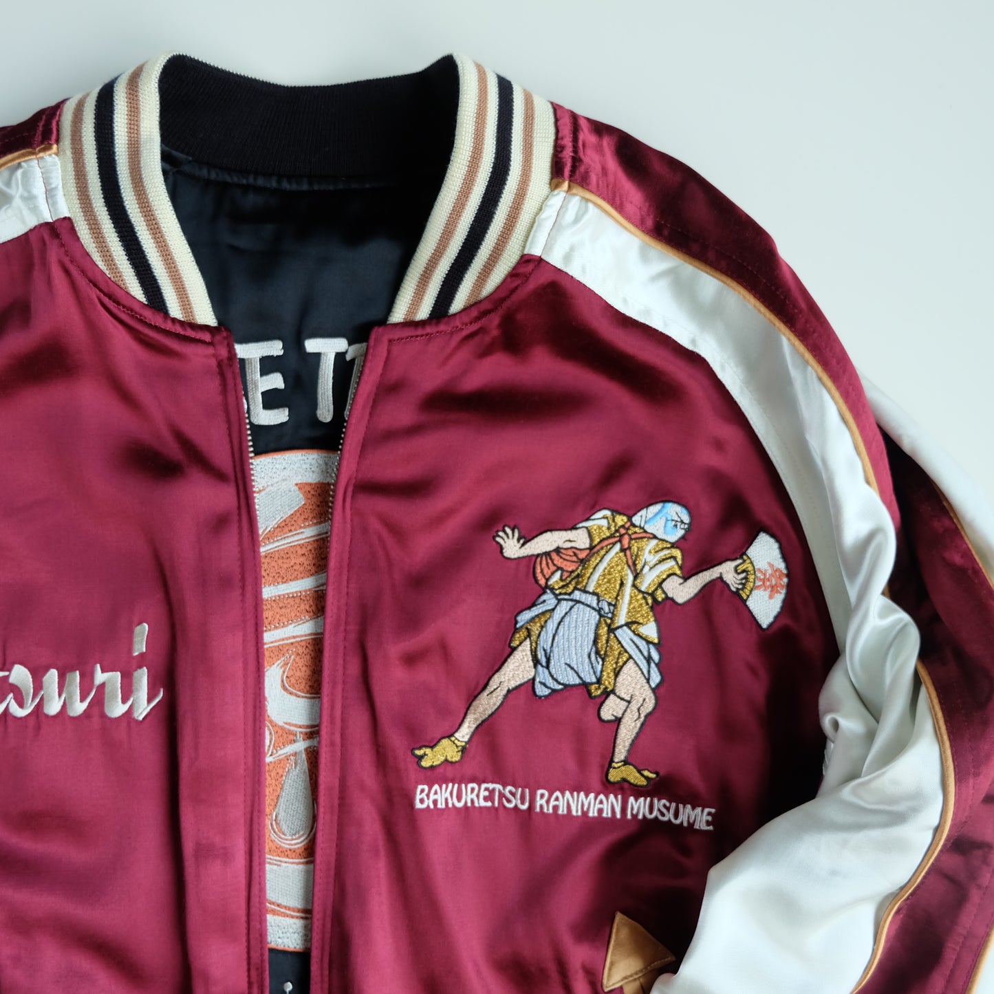 Rare Vintage Tedman Ted Company BRM Bakuretsu Ranman Musume Reversible Sukajan M-L Mikoshi Festival Vehicle of God Japanese Satin Bomber Jacket