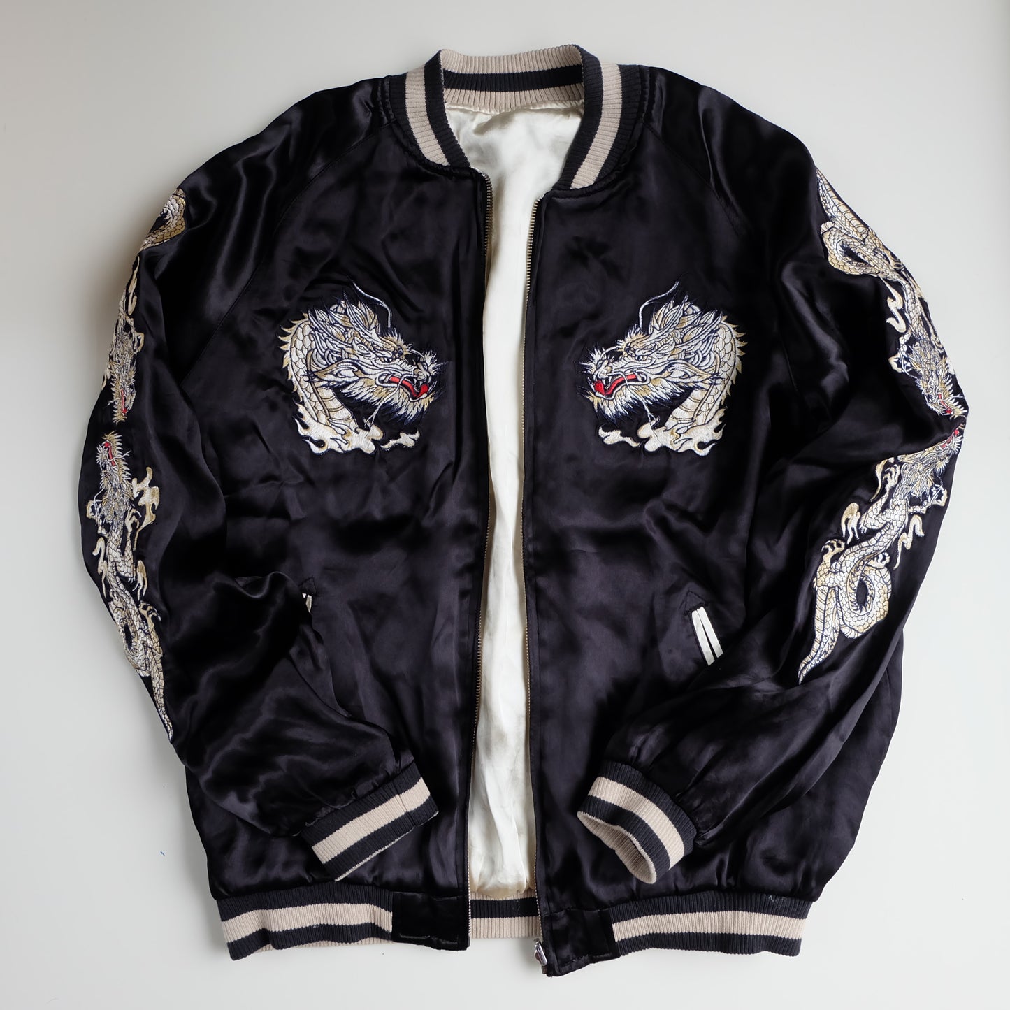Rare CROWS x WORST Regulus Bōya Harumichi Reversible Sukajan Jacket | Japan Tokyo Dragon Black Satin Manga Bomber