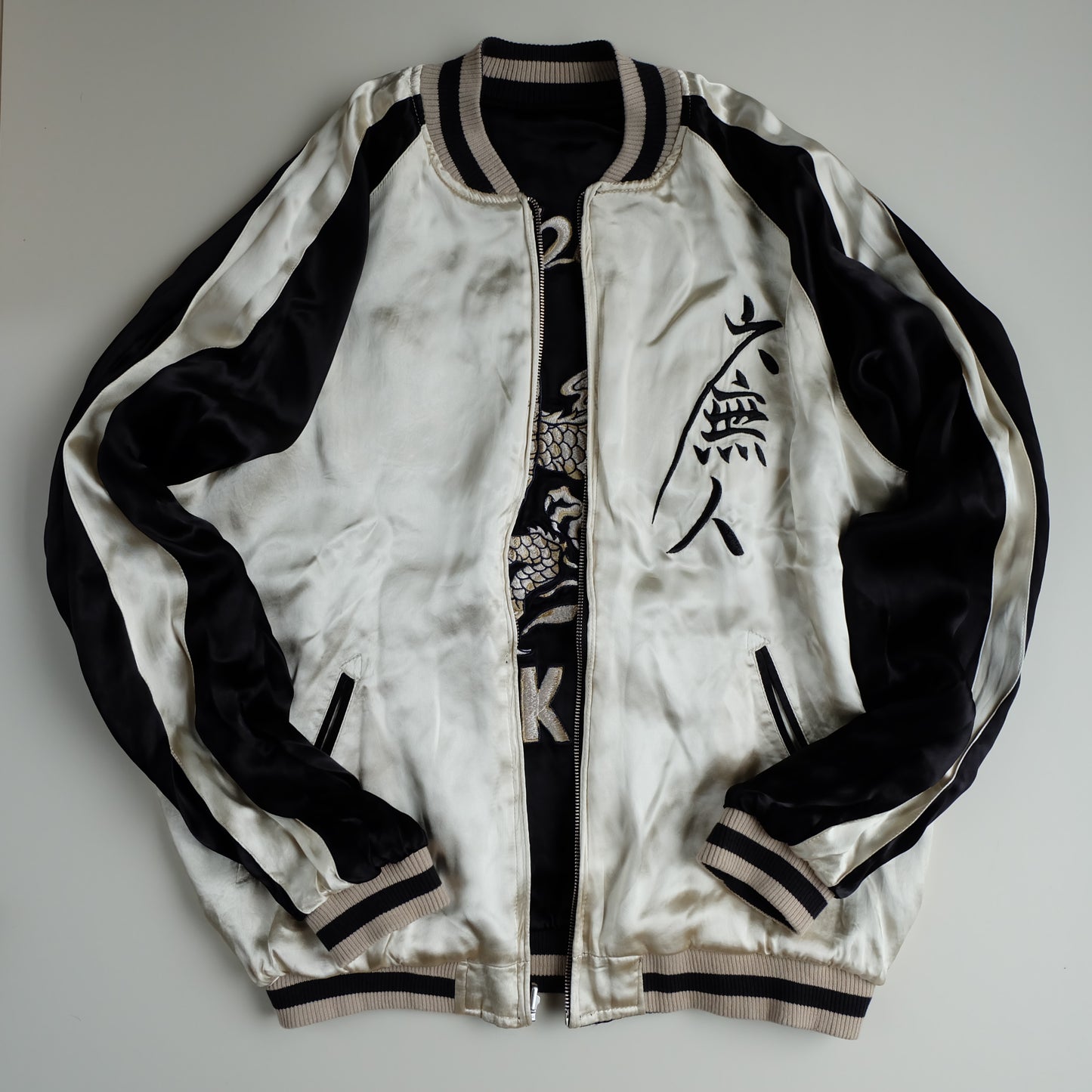 Rare CROWS x WORST Regulus Bōya Harumichi Reversible Sukajan Jacket | Japan Tokyo Dragon Black Satin Manga Bomber
