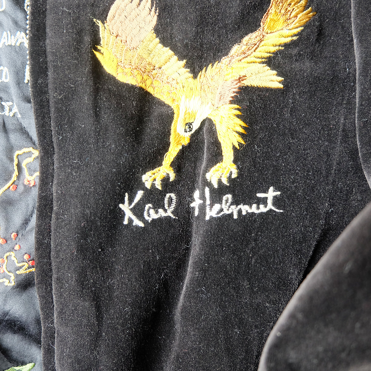 Vintage Karl Helmut Reversible Sukajan Jacket L Black Velvet Eagle Tiger Japan Map Pink House Amekaji Souvenir Bomber