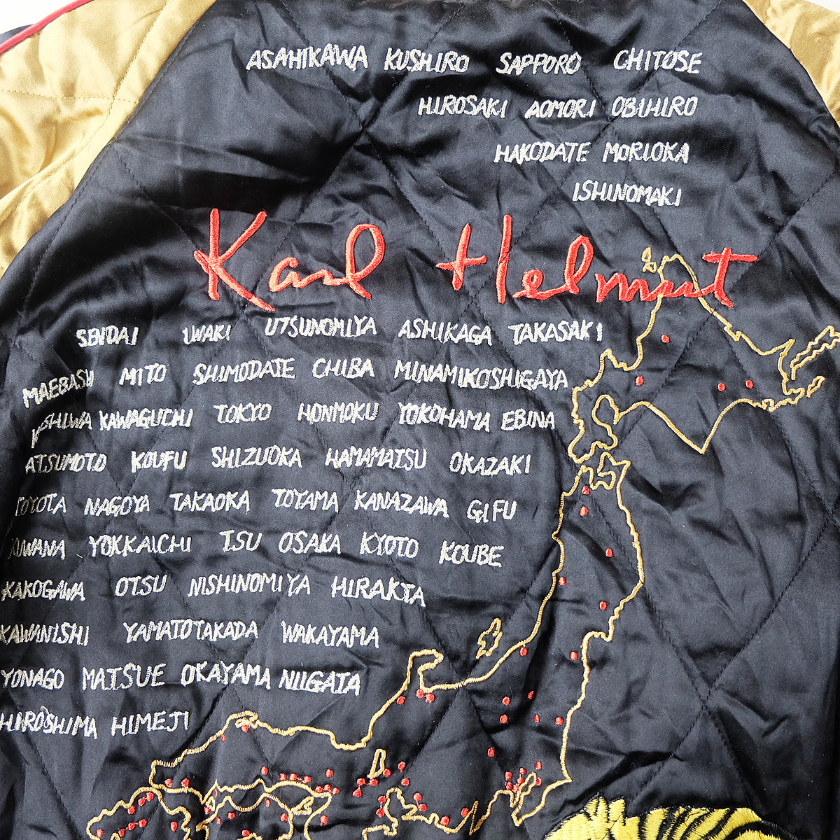 Vintage Karl Helmut Reversible Sukajan Jacket L Black Velvet Eagle Tiger Japan Map Pink House Amekaji Souvenir Bomber