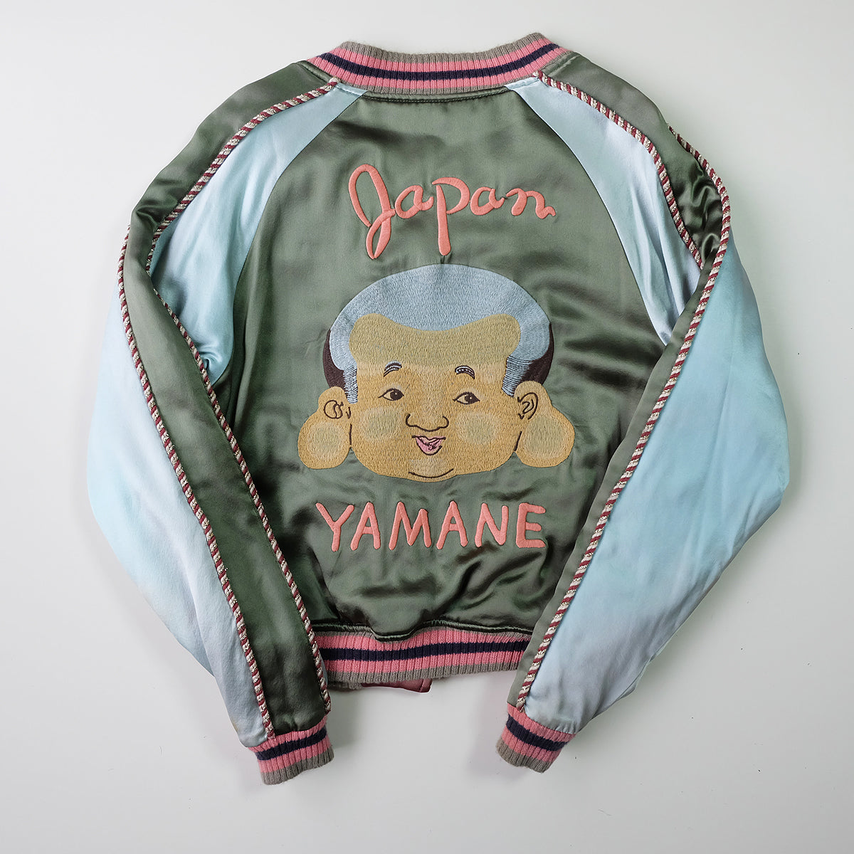 Rare EVISU Yamane Genes Reversible Sukajan Jacket Size 44 XL Japan Map Tiger Gorilla Embroidered Vintage Souvenir Bomber