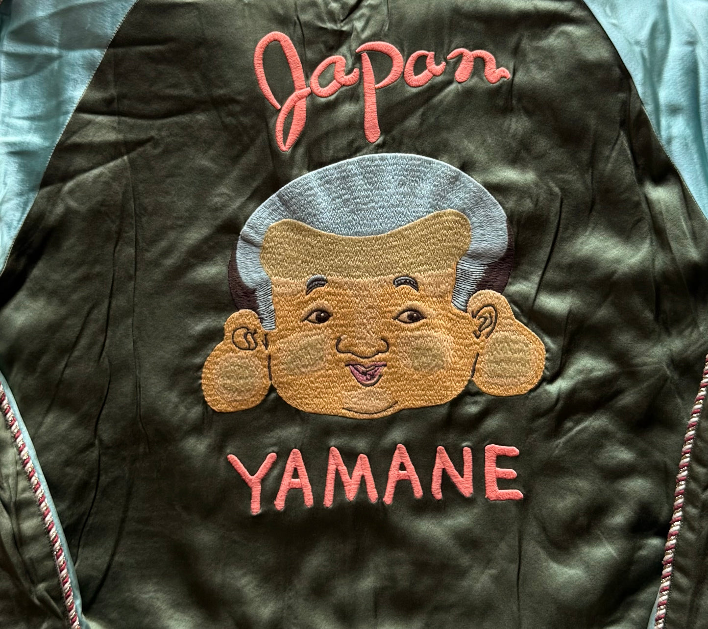 Rare EVISU Yamane Genes Reversible Sukajan Jacket Size 44 XL Japan Map Tiger Gorilla Embroidered Vintage Souvenir Bomber