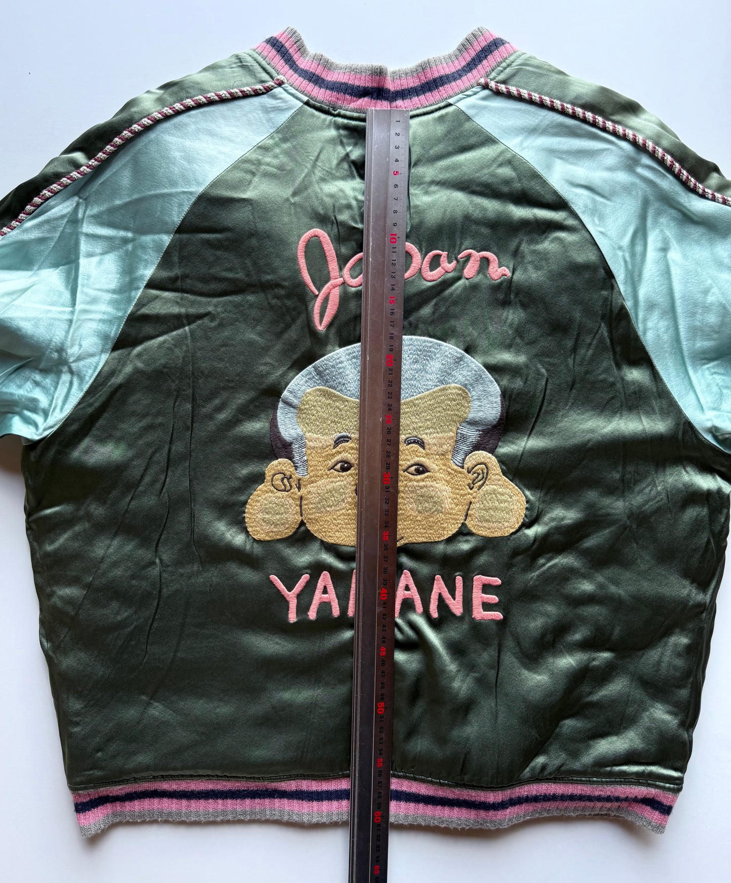 Rare EVISU Yamane Genes Reversible Sukajan Jacket Size 44 XL Japan Map Tiger Gorilla Embroidered Vintage Souvenir Bomber