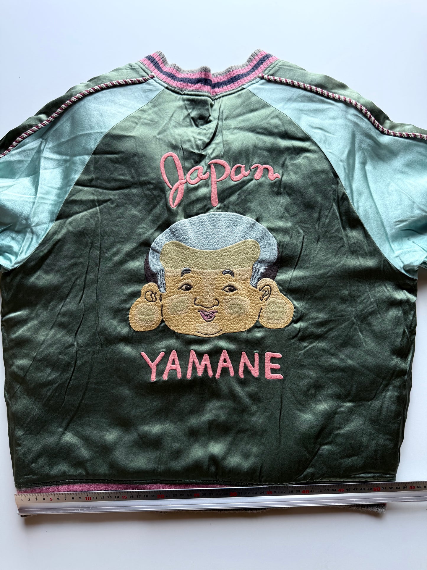 Rare EVISU Yamane Genes Reversible Sukajan Jacket Size 44 XL Japan Map Tiger Gorilla Embroidered Vintage Souvenir Bomber
