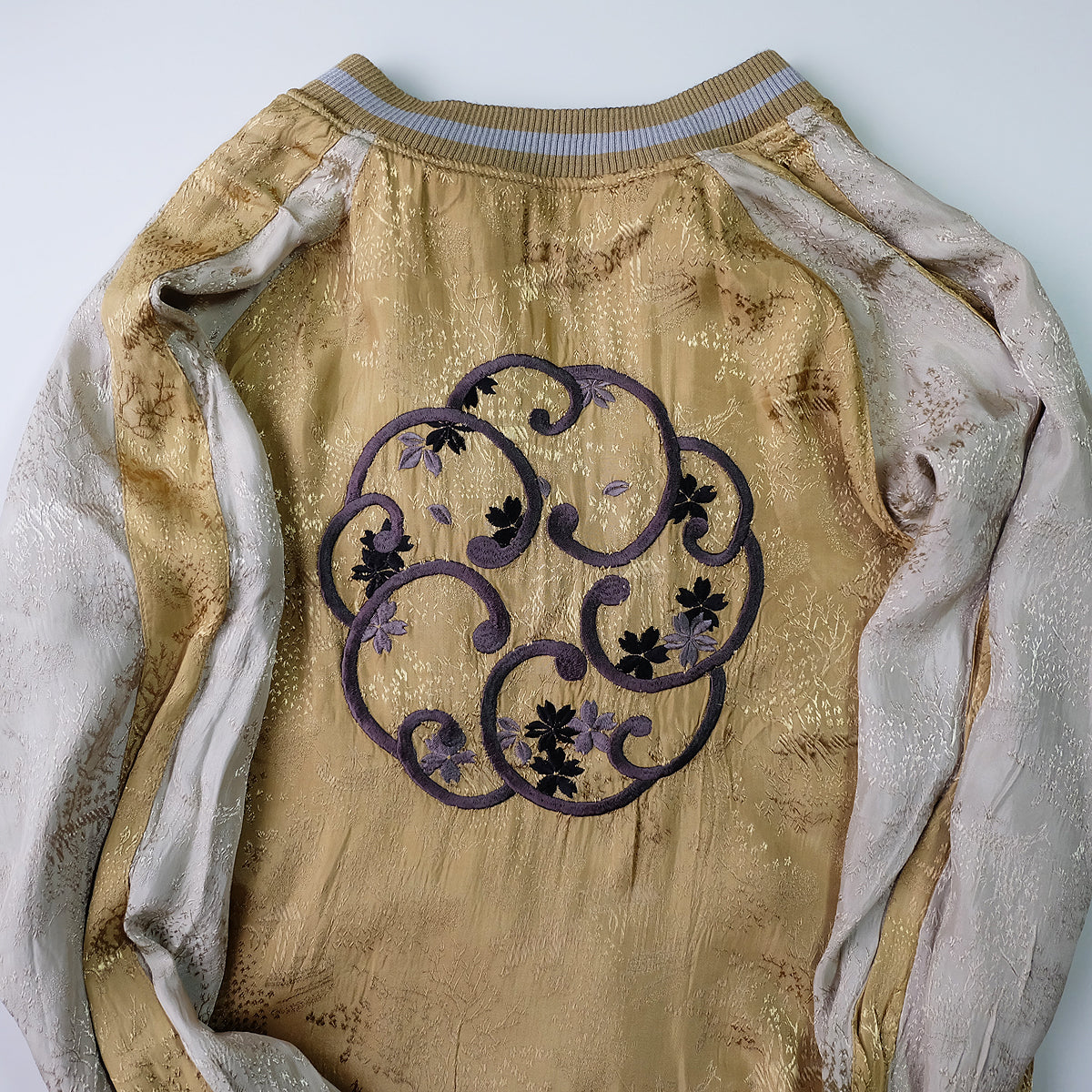 Vintage Reversible Nio Agyo Ungyo Sukajan Jacket M-L Gold Brocade Japanese Buddhist Guardian Yokosuka Bomber
