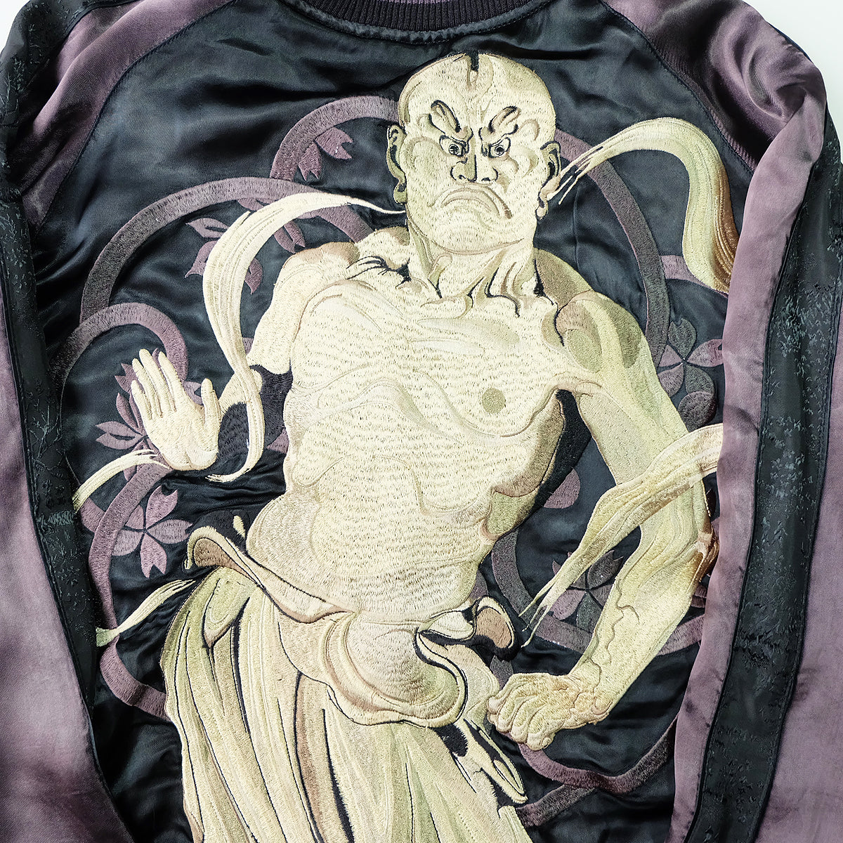Vintage Reversible Nio Agyo Ungyo Sukajan Jacket M-L Gold Brocade Japanese Buddhist Guardian Yokosuka Bomber