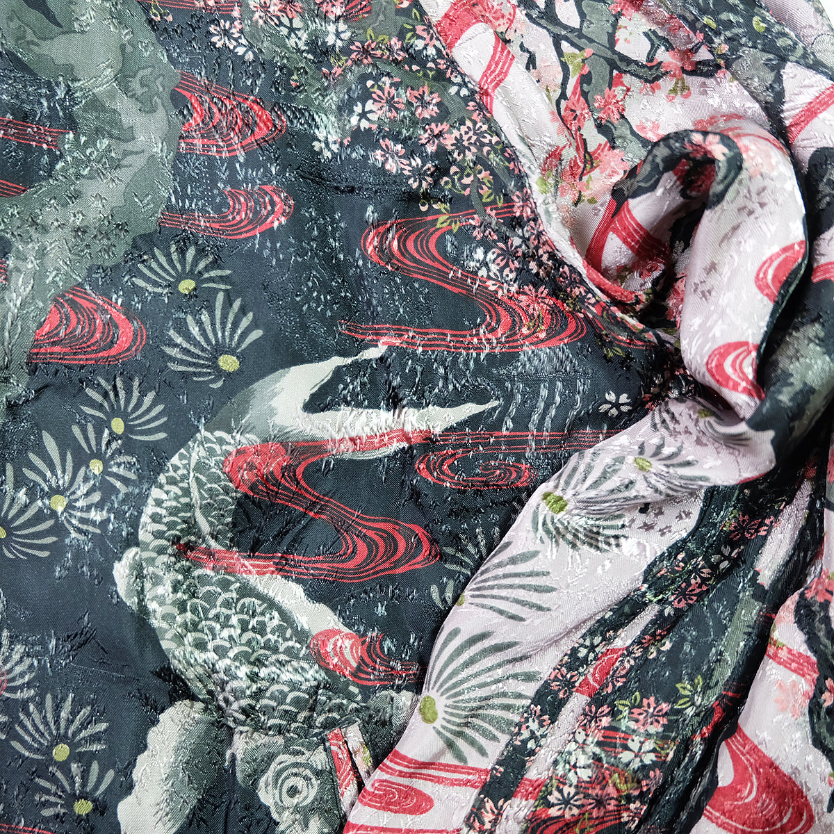 Vintage Japanese Japan Koi Carp Fish Sakura Cherry Blossoms Tattoo Art Design Embroidered Yokosuka Jumper Bomber Sukajan Souvenir Jacket M