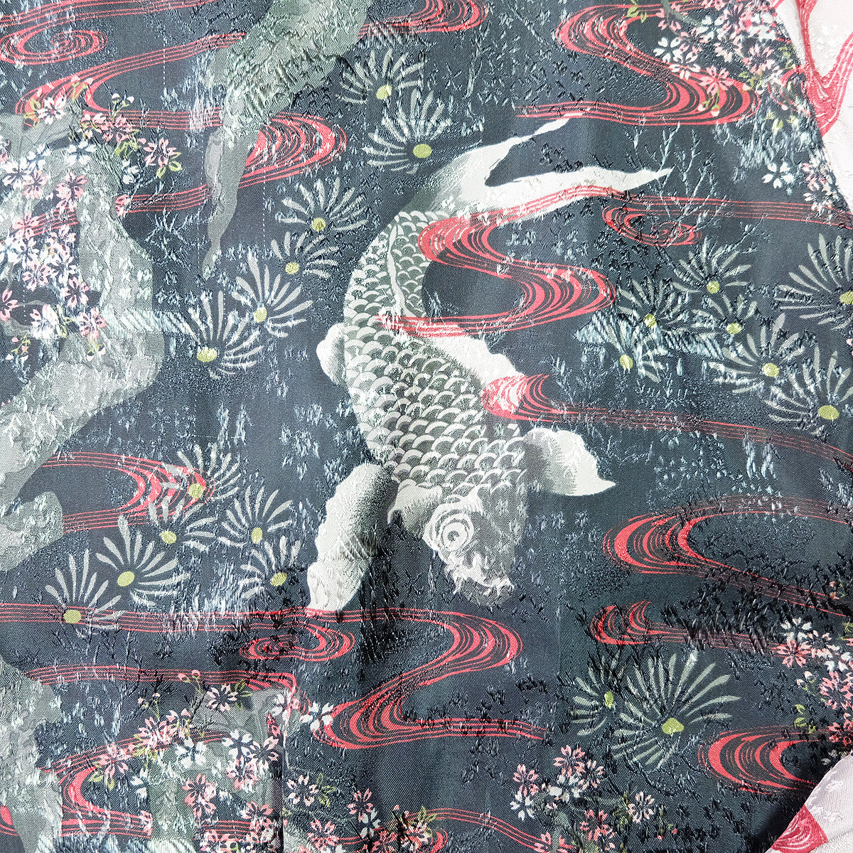 Vintage Japanese Japan Koi Carp Fish Sakura Cherry Blossoms Tattoo Art Design Embroidered Yokosuka Jumper Bomber Sukajan Souvenir Jacket M