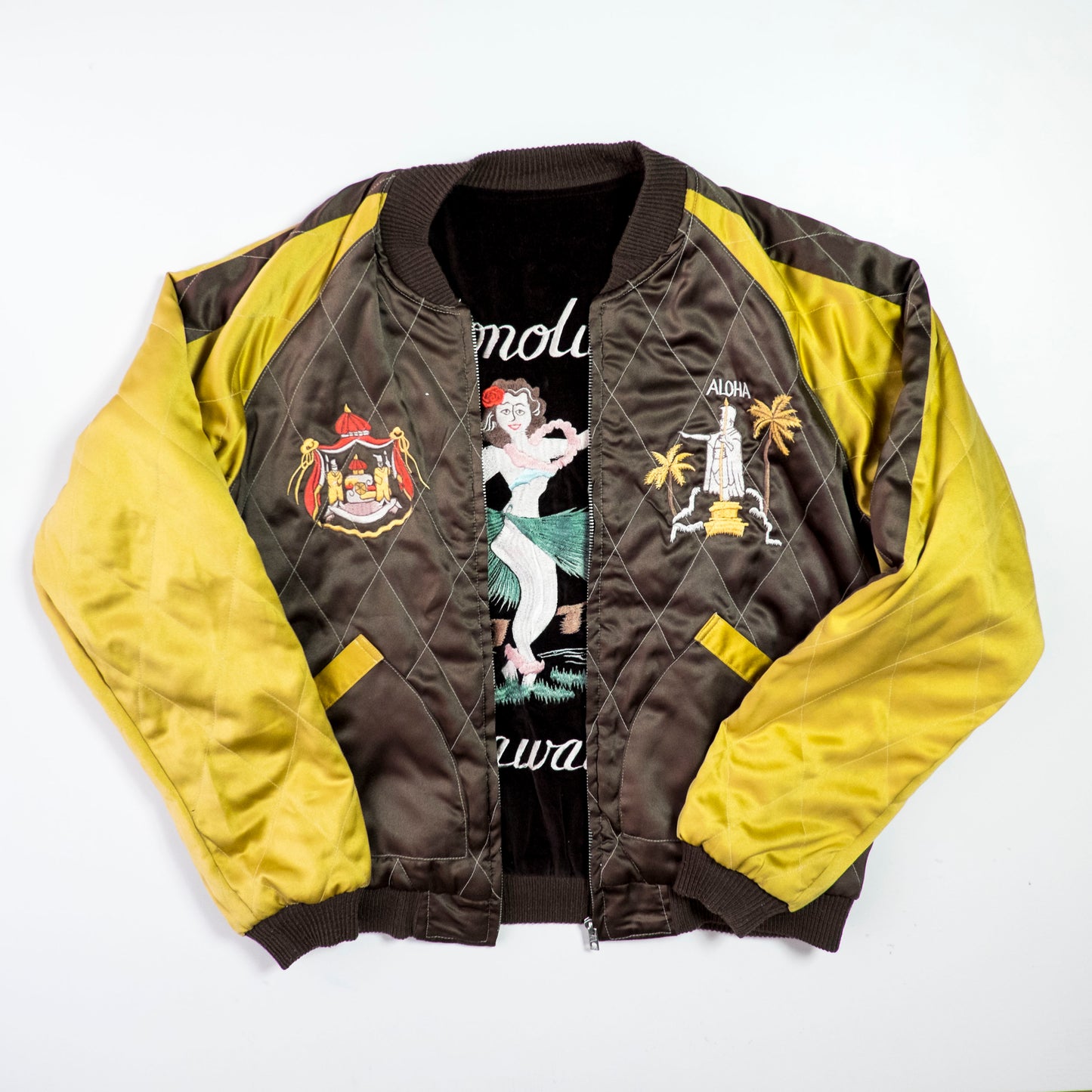Vintage Tailor Toyo M18279 Honolulu Hawaii Hula Girl Dragon Velvet Reversible Sukajan Japanese Souvenir Jacket