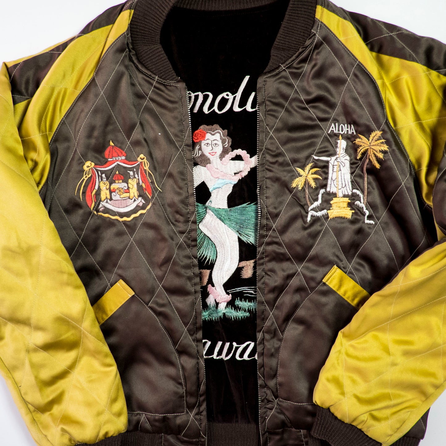 Vintage Tailor Toyo M18279 Honolulu Hawaii Hula Girl Dragon Velvet Reversible Sukajan Japanese Souvenir Jacket