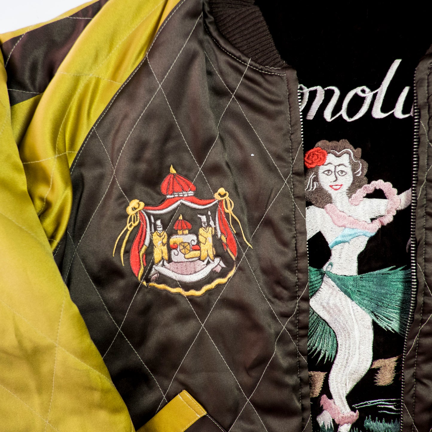 Vintage Tailor Toyo M18279 Honolulu Hawaii Hula Girl Dragon Velvet Reversible Sukajan Japanese Souvenir Jacket