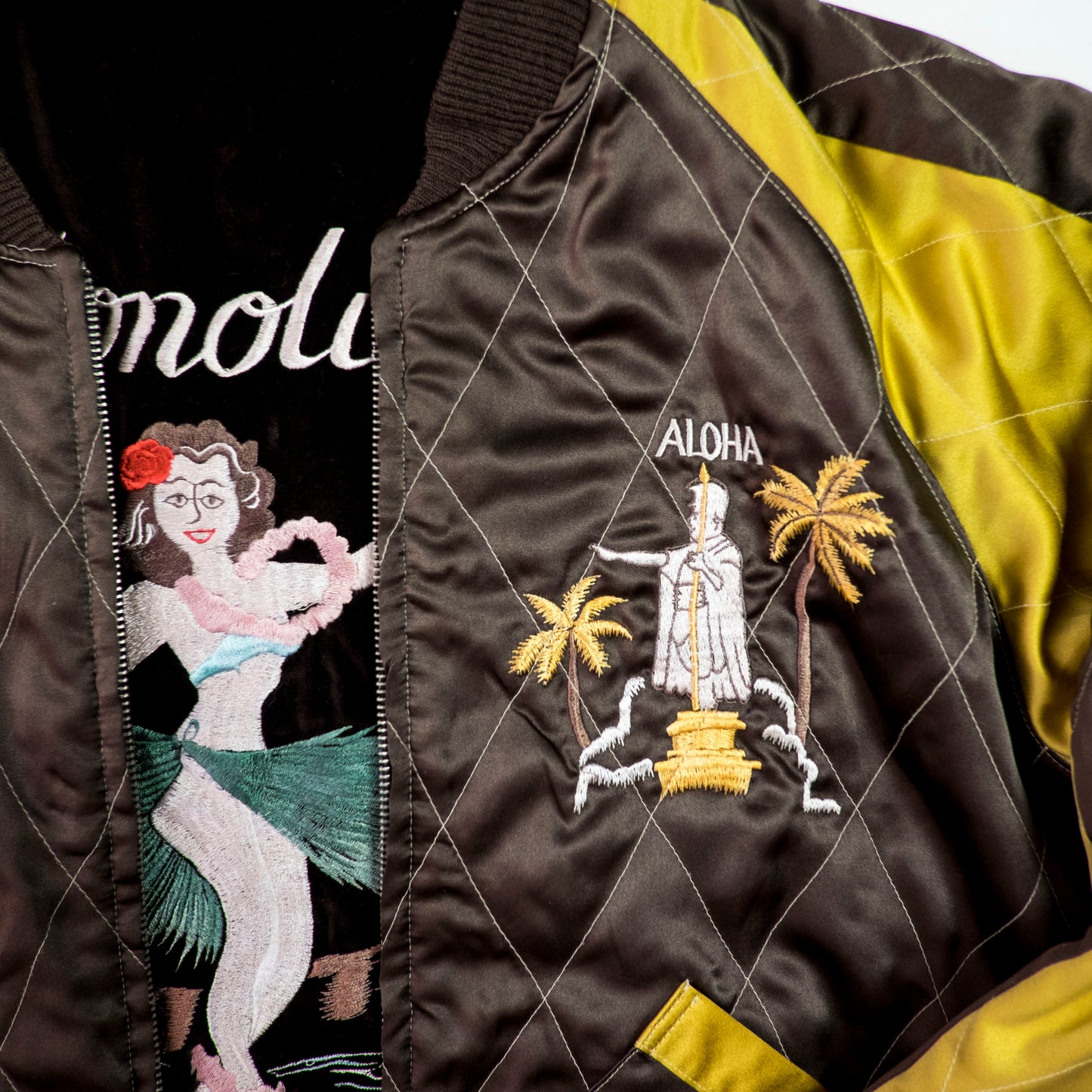 Vintage Tailor Toyo M18279 Honolulu Hawaii Hula Girl Dragon Velvet Reversible Sukajan Japanese Souvenir Jacket