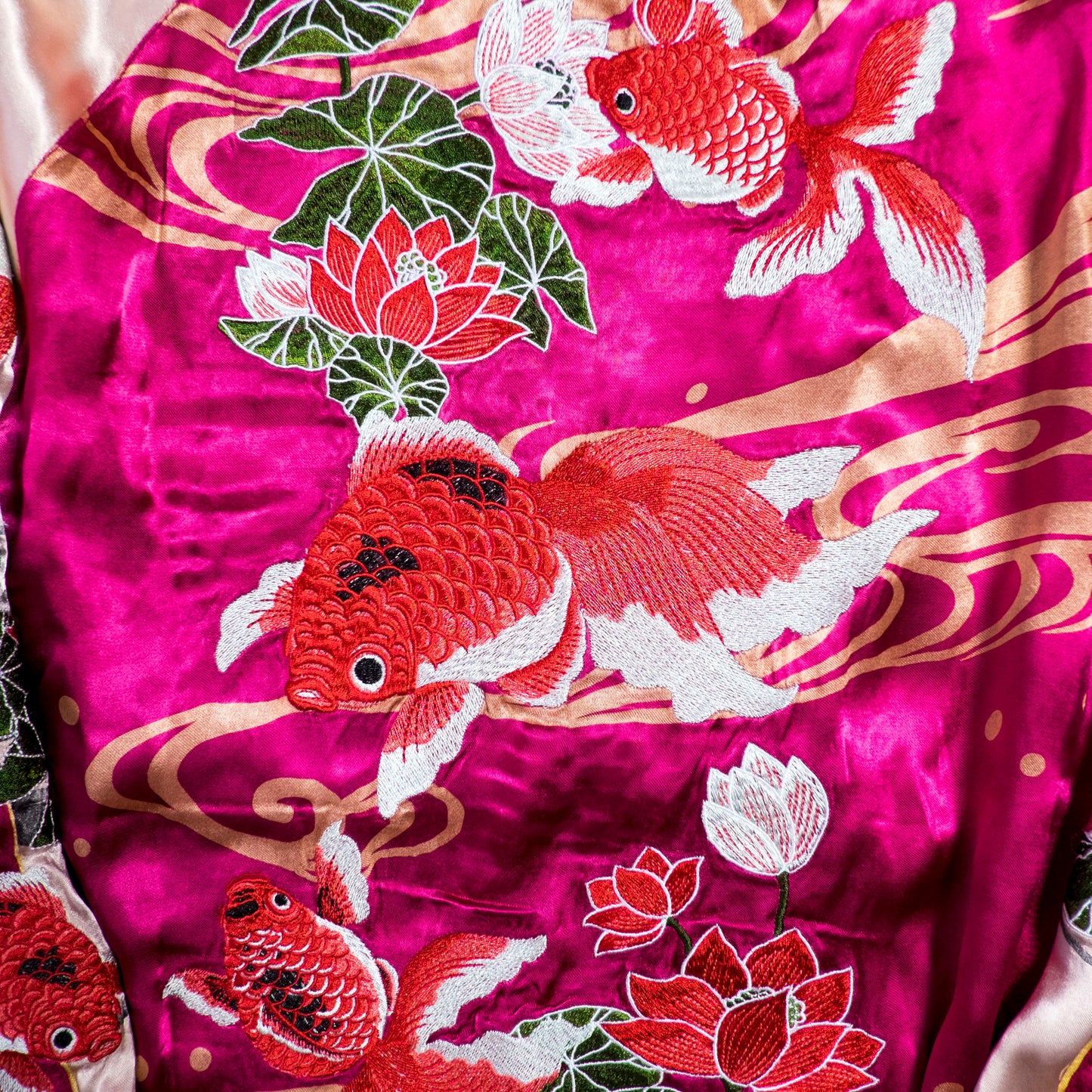 Miyabi Musubi Reversible Sukajan Jacket L-XL Goldfish Lotus Dragon Embroidered Japanese Yokosuka Bomber