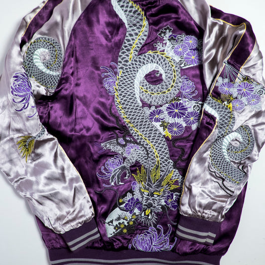 Miyabi Musubi Reversible Sukajan Jacket L-XL Goldfish Lotus Dragon Embroidered Japanese Yokosuka Bomber