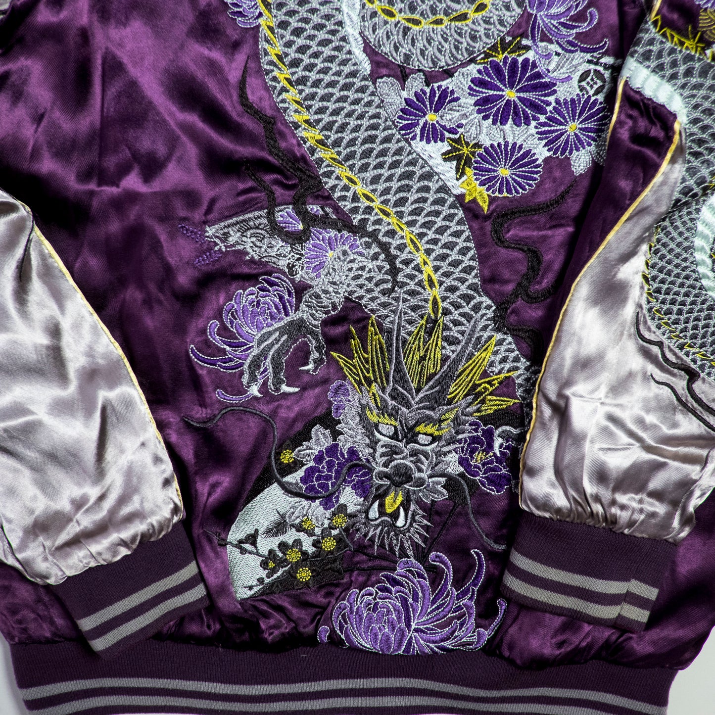 Miyabi Musubi Reversible Sukajan Jacket L-XL Goldfish Lotus Dragon Embroidered Japanese Yokosuka Bomber