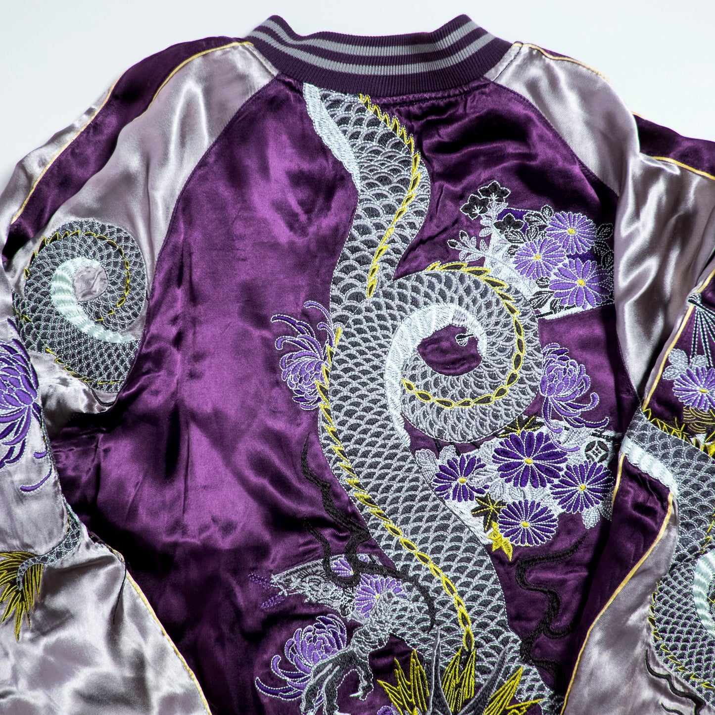 Miyabi Musubi Reversible Sukajan Jacket L-XL Goldfish Lotus Dragon Embroidered Japanese Yokosuka Bomber