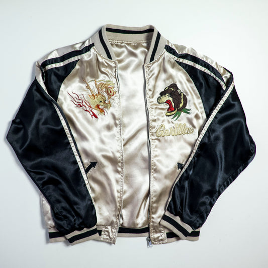 Vintage Japanese Japan GORILLA Dragon Ryu x Tiger Tattoo Art Design Embroidered Yokosuka Jumper Bomber Sukajan Souvenir Jacket
