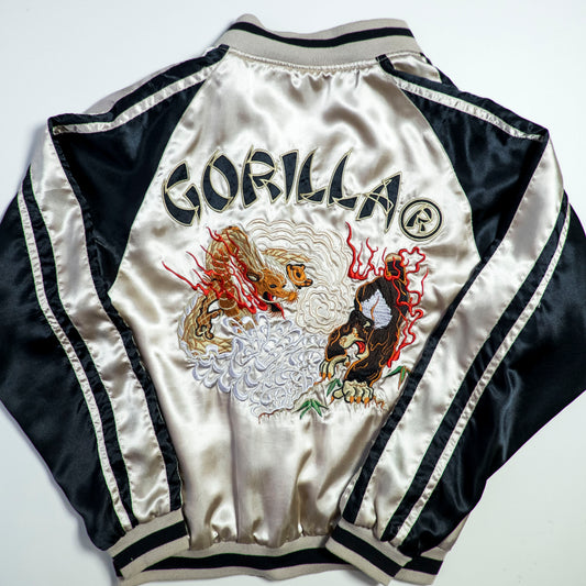 Vintage Japanese Japan GORILLA Dragon Ryu x Tiger Tattoo Art Design Embroidered Yokosuka Jumper Bomber Sukajan Souvenir Jacket