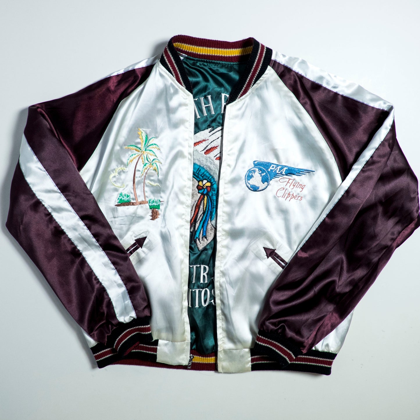 Vintage Tailor Toyo TT11145 Reversible Sukajan XL 335th Chiefs Chitose Hawaii Pan Am Flying Clippers Souvenir Jacket M-L