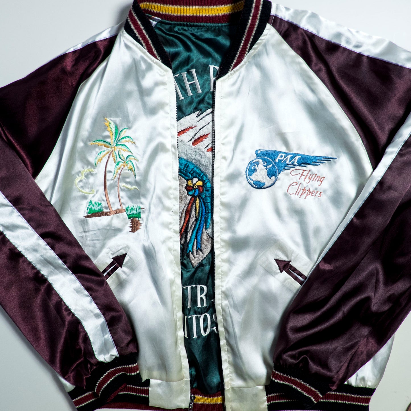 Vintage Tailor Toyo TT11145 Reversible Sukajan XL 335th Chiefs Chitose Hawaii Pan Am Flying Clippers Souvenir Jacket M-L