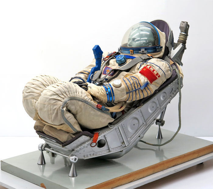 Authentic Soyuz Space Suit Sokol KV-2 + Kazbek Seat Museum Grade USSR Soviet Spaceflight Artifact Group Display Ready Large Cargo