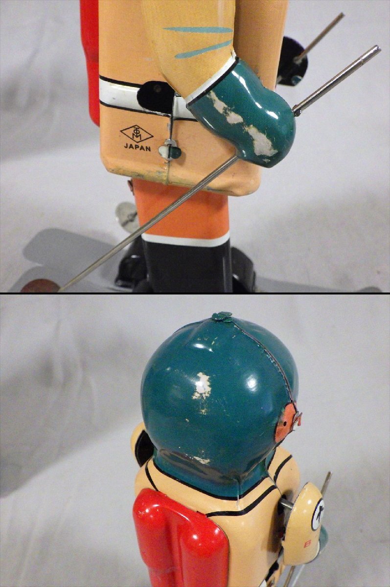 TET Japan / Naito-Shoten-Associated “South Pole Explorer B-17” · Clockwork Skiing Tin Explorer · Original Box, Skis, Poles & Accessories · Japan, circa 1955