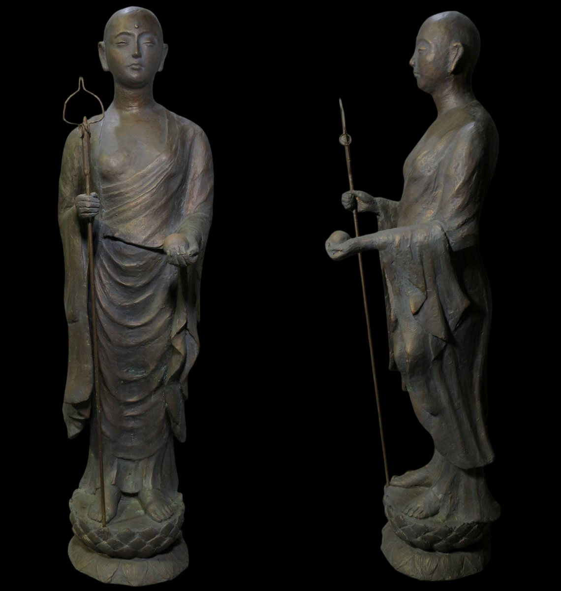 Exhibition Scale Jizo Bosatsu Bronze Figure — 81 cm Devotional Buddhist Sculpture