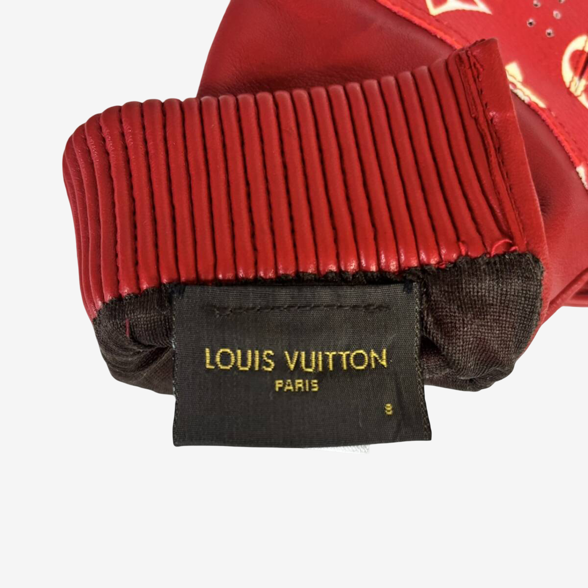 Supreme × Louis Vuitton Baseball Gloves in Red Monogram Leather, Fall/Winter 2017, Size S