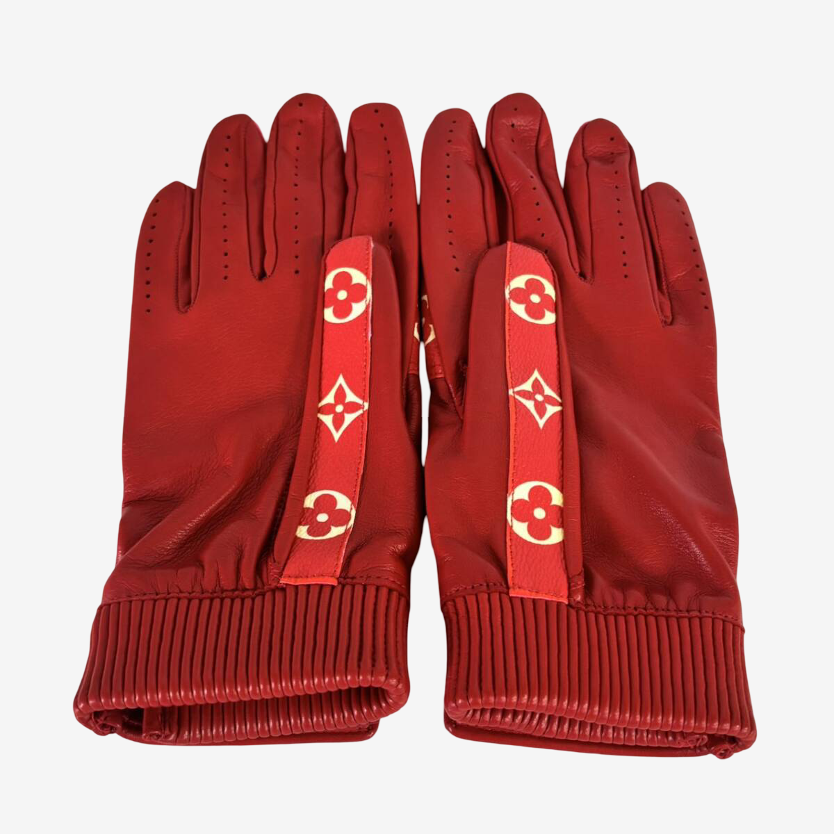 Supreme × Louis Vuitton Baseball Gloves in Red Monogram Leather, Fall/Winter 2017, Size S