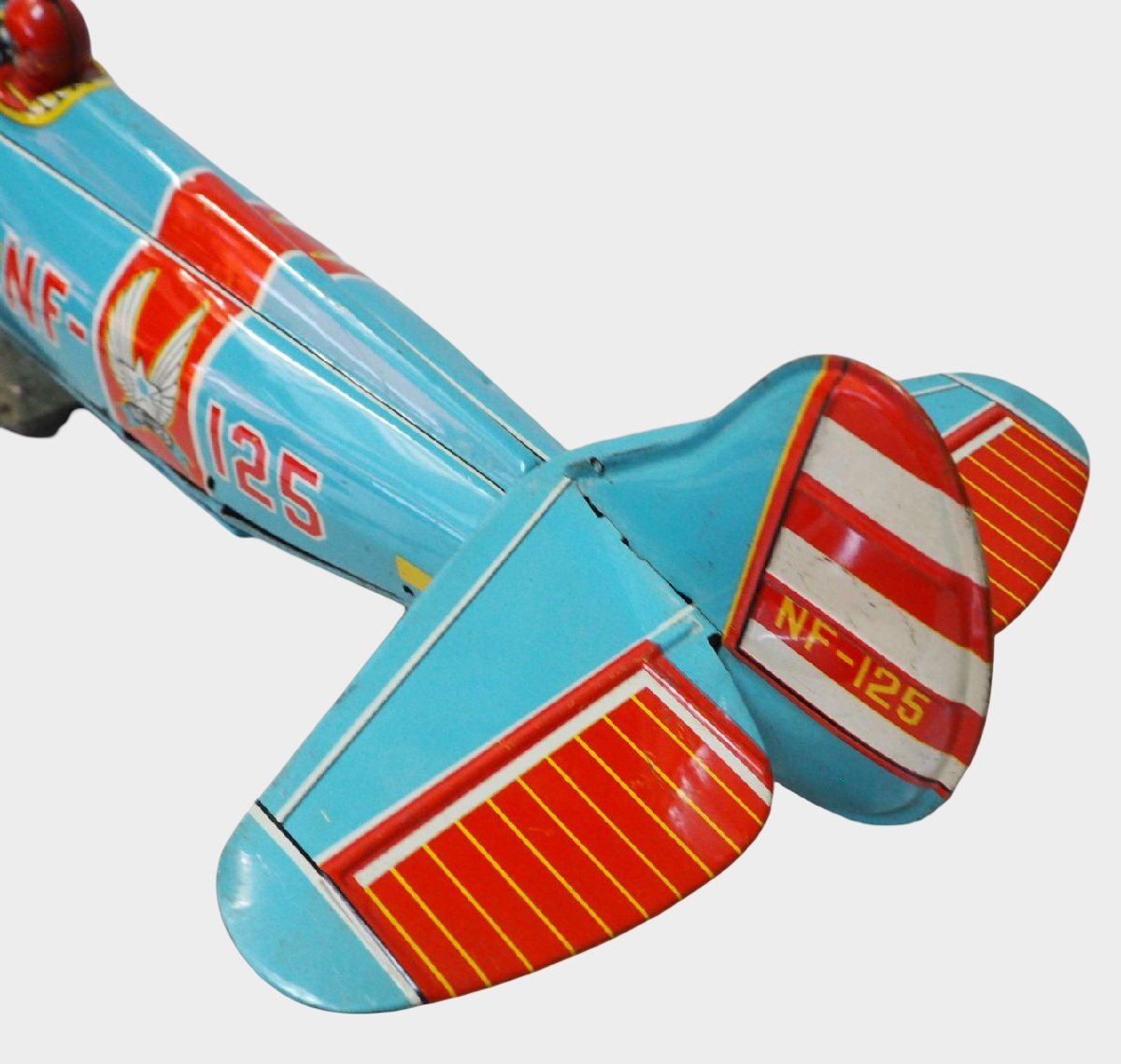 S&E Bristol Bulldog NF-125 Tin Airplane with Box — Showa Japanese Battery-Operated Aircraft