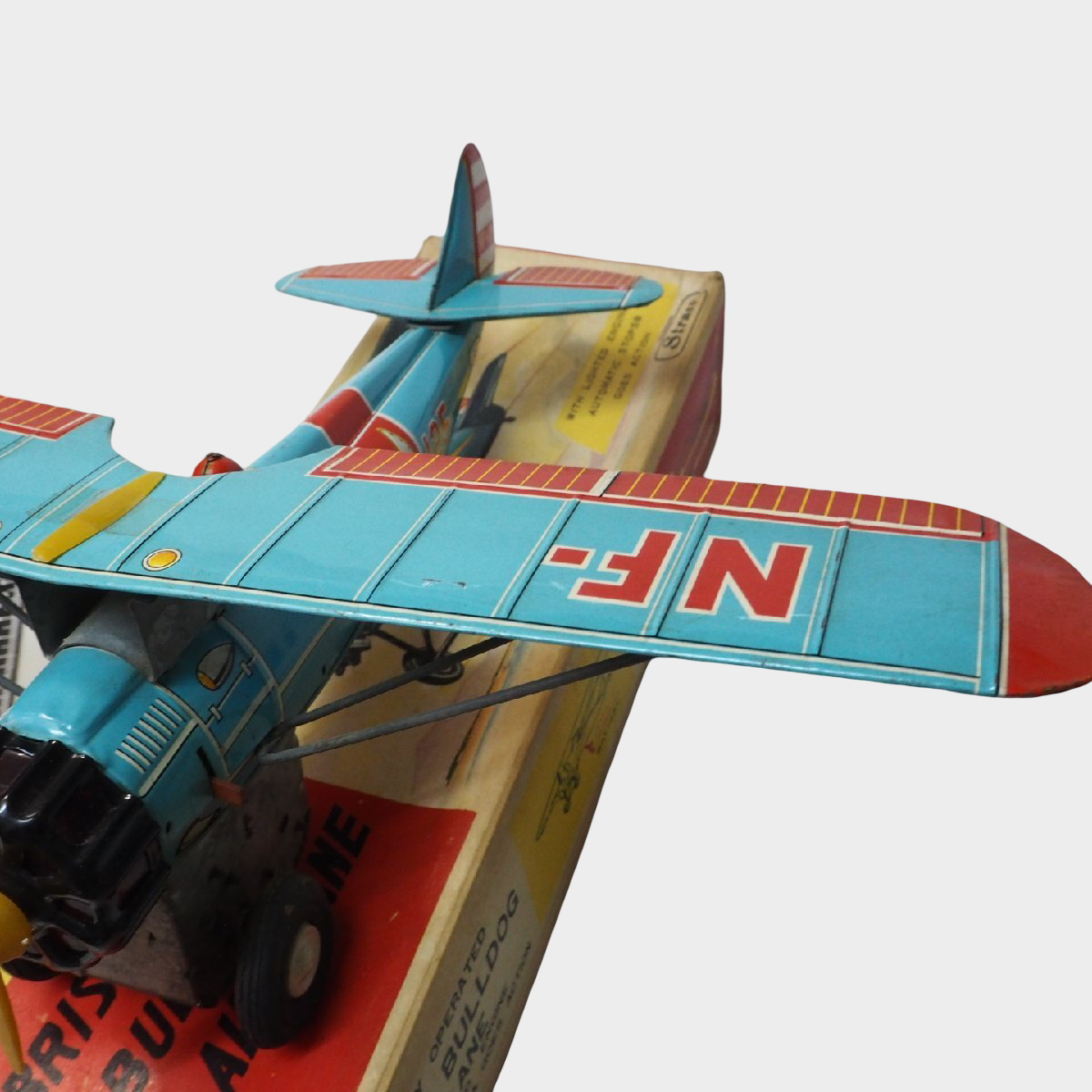 S&E Bristol Bulldog NF-125 Tin Airplane with Box — Showa Japanese Battery-Operated Aircraft