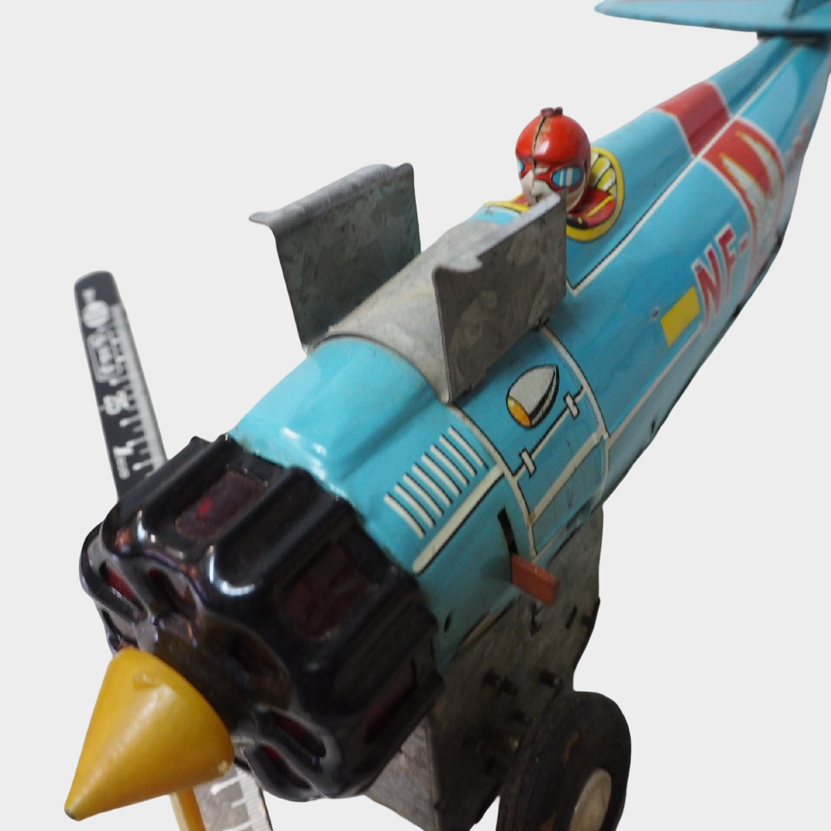 S&E Bristol Bulldog NF-125 Tin Airplane with Box — Showa Japanese Battery-Operated Aircraft
