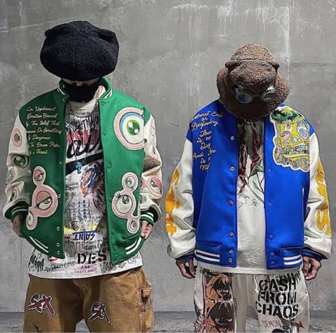 Saint Mxxxxxx x Takashi Murakami READYMADE Varsity Jacket Me Me Eyes Green Limited Edition Archive Piece
