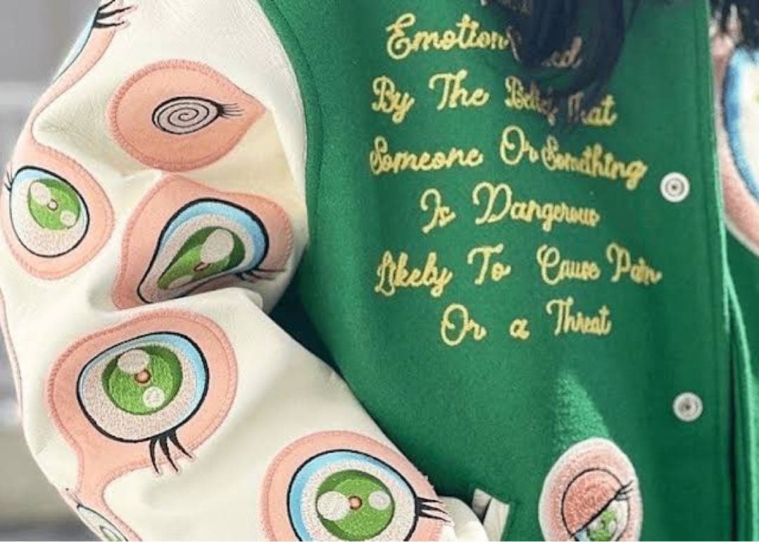 Saint Mxxxxxx x Takashi Murakami READYMADE Varsity Jacket Me Me Eyes Green Limited Edition Archive Piece
