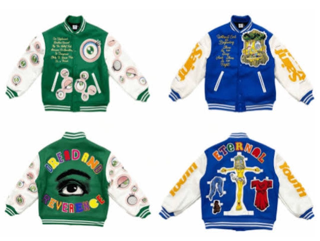 Saint Mxxxxxx x Takashi Murakami READYMADE Varsity Jacket Me Me Eyes Green Limited Edition Archive Piece